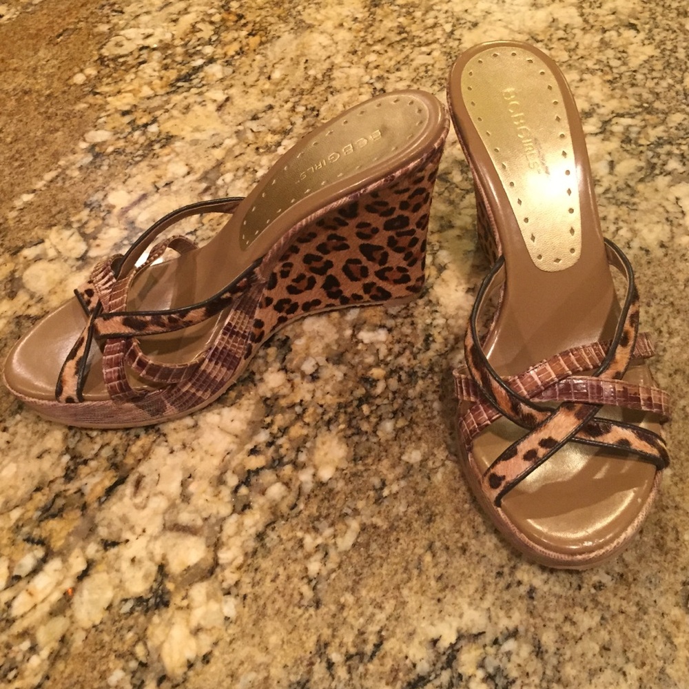 BCBGirls Leopard Print Wedge Sandals